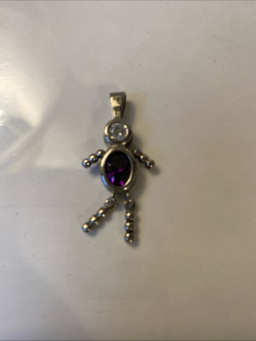 Sterling Silver Purple Gemstone Figure Pendant